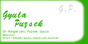 gyula puzsek business card